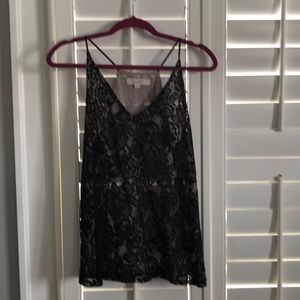 Loft small black lace tank with nude lining and spaghetti straps